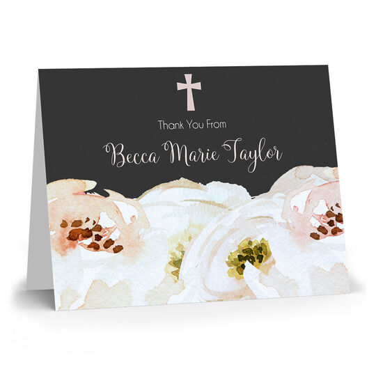 White Rose Folded Thank You Note Cards